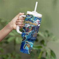 Sint Maarten Tumbler With Handle Sea Turtle Tropical Pattern - Wonder Print Shop