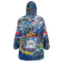 Sint Maarten Wearable Blanket Hoodie Sea Turtle Tropical Pattern - Wonder Print Shop