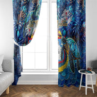 Sint Maarten Window Curtain Sea Turtle Tropical Pattern - Wonder Print Shop