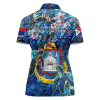 Sint Maarten Women Polo Shirt Sea Turtle Tropical Pattern - Wonder Print Shop