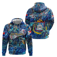 Sint Maarten Zip Hoodie Sea Turtle Tropical Pattern - Wonder Print Shop
