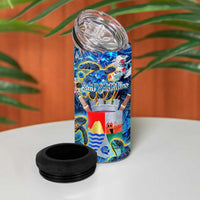Sint Eustatius 4 in 1 Can Cooler Tumbler Sea Turtle Tropical Pattern