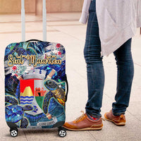 Sint Eustatius Luggage Cover Sea Turtle Tropical Pattern - Wonder Print Shop