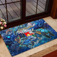 Sint Eustatius Rubber Doormat Sea Turtle Tropical Pattern - Wonder Print Shop