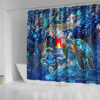 Sint Eustatius Shower Curtain Sea Turtle Tropical Pattern - Wonder Print Shop