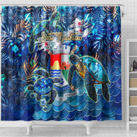 Sint Eustatius Shower Curtain Sea Turtle Tropical Pattern - Wonder Print Shop