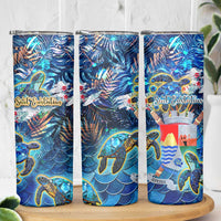 Sint Eustatius Skinny Tumbler Sea Turtle Tropical Pattern - Wonder Print Shop
