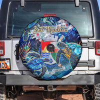Sint Eustatius Spare Tire Cover Sea Turtle Tropical Pattern - Wonder Print Shop