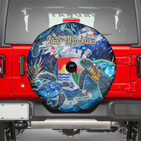 Sint Eustatius Spare Tire Cover Sea Turtle Tropical Pattern - Wonder Print Shop