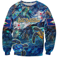 Sint Eustatius Sweatshirt Sea Turtle Tropical Pattern - Wonder Print Shop
