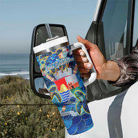 Sint Eustatius Tumbler With Handle Sea Turtle Tropical Pattern - Wonder Print Shop