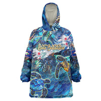 Sint Eustatius Wearable Blanket Hoodie Sea Turtle Tropical Pattern - Wonder Print Shop