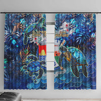 Sint Eustatius Window Curtain Sea Turtle Tropical Pattern - Wonder Print Shop