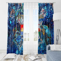 Sint Eustatius Window Curtain Sea Turtle Tropical Pattern - Wonder Print Shop