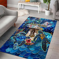 Saint Martin Area Rug Sea Turtle Tropical Pattern
