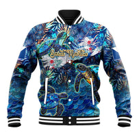 Saint Martin Baseball Jacket Sea Turtle Tropical Pattern