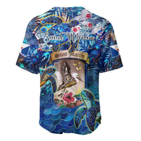 Saint Martin Baseball Jersey Sea Turtle Tropical Pattern
