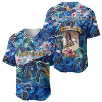 Saint Martin Baseball Jersey Sea Turtle Tropical Pattern