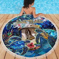 Saint Martin Beach Blanket Sea Turtle Tropical Pattern