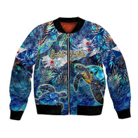 Saint Martin Bomber Jacket Sea Turtle Tropical Pattern