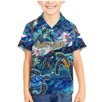 Saint Martin Family Matching Mermaid Dress and Hawaiian Shirt Sea Turtle Tropical Pattern