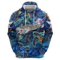 Saint Martin Hoodie Sea Turtle Tropical Pattern - Wonder Print Shop
