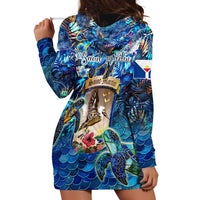 Saint Martin Hoodie Dress Sea Turtle Tropical Pattern - Wonder Print Shop