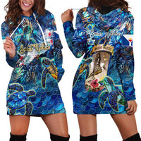 Saint Martin Hoodie Dress Sea Turtle Tropical Pattern - Wonder Print Shop
