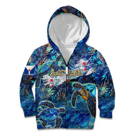 Saint Martin Kid Hoodie Sea Turtle Tropical Pattern - Wonder Print Shop