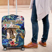 Saint Martin Luggage Cover Sea Turtle Tropical Pattern - Wonder Print Shop