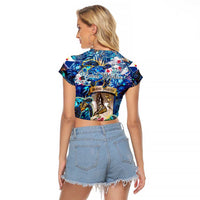 Saint Martin Raglan Cropped T Shirt Sea Turtle Tropical Pattern - Wonder Print Shop