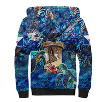 Saint Martin Sherpa Hoodie Sea Turtle Tropical Pattern - Wonder Print Shop