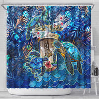 Saint Martin Shower Curtain Sea Turtle Tropical Pattern - Wonder Print Shop