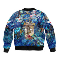 Saint Martin Sleeve Zip Bomber Jacket Sea Turtle Tropical Pattern - Wonder Print Shop