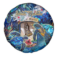 Saint Martin Spare Tire Cover Sea Turtle Tropical Pattern - Wonder Print Shop