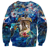 Saint Martin Sweatshirt Sea Turtle Tropical Pattern - Wonder Print Shop