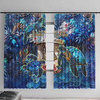 Saint Martin Window Curtain Sea Turtle Tropical Pattern - Wonder Print Shop