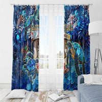 Saint Martin Window Curtain Sea Turtle Tropical Pattern - Wonder Print Shop