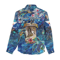 Saint Martin Women Casual Shirt Sea Turtle Tropical Pattern - Wonder Print Shop