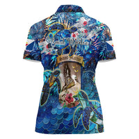 Saint Martin Women Polo Shirt Sea Turtle Tropical Pattern - Wonder Print Shop