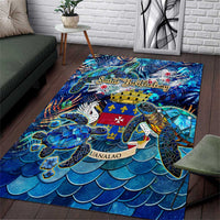Saint Barthelemy Area Rug Sea Turtle Tropical Pattern