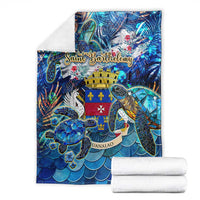 Saint Barthelemy Blanket Sea Turtle Tropical Pattern