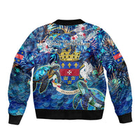 Saint Barthelemy Bomber Jacket Sea Turtle Tropical Pattern