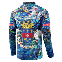 Saint Barthelemy Button Sweatshirt Sea Turtle Tropical Pattern