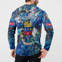 Saint Barthelemy Button Sweatshirt Sea Turtle Tropical Pattern