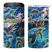 Saint Barthelemy 4 in 1 Can Cooler Tumbler Sea Turtle Tropical Pattern