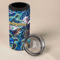 Saint Barthelemy 4 in 1 Can Cooler Tumbler Sea Turtle Tropical Pattern