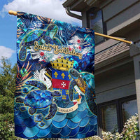 Saint Barthelemy Garden Flag Sea Turtle Tropical Pattern