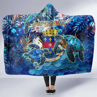 Saint Barthelemy Hooded Blanket Sea Turtle Tropical Pattern