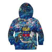 Saint Barthelemy Kid Hoodie Sea Turtle Tropical Pattern